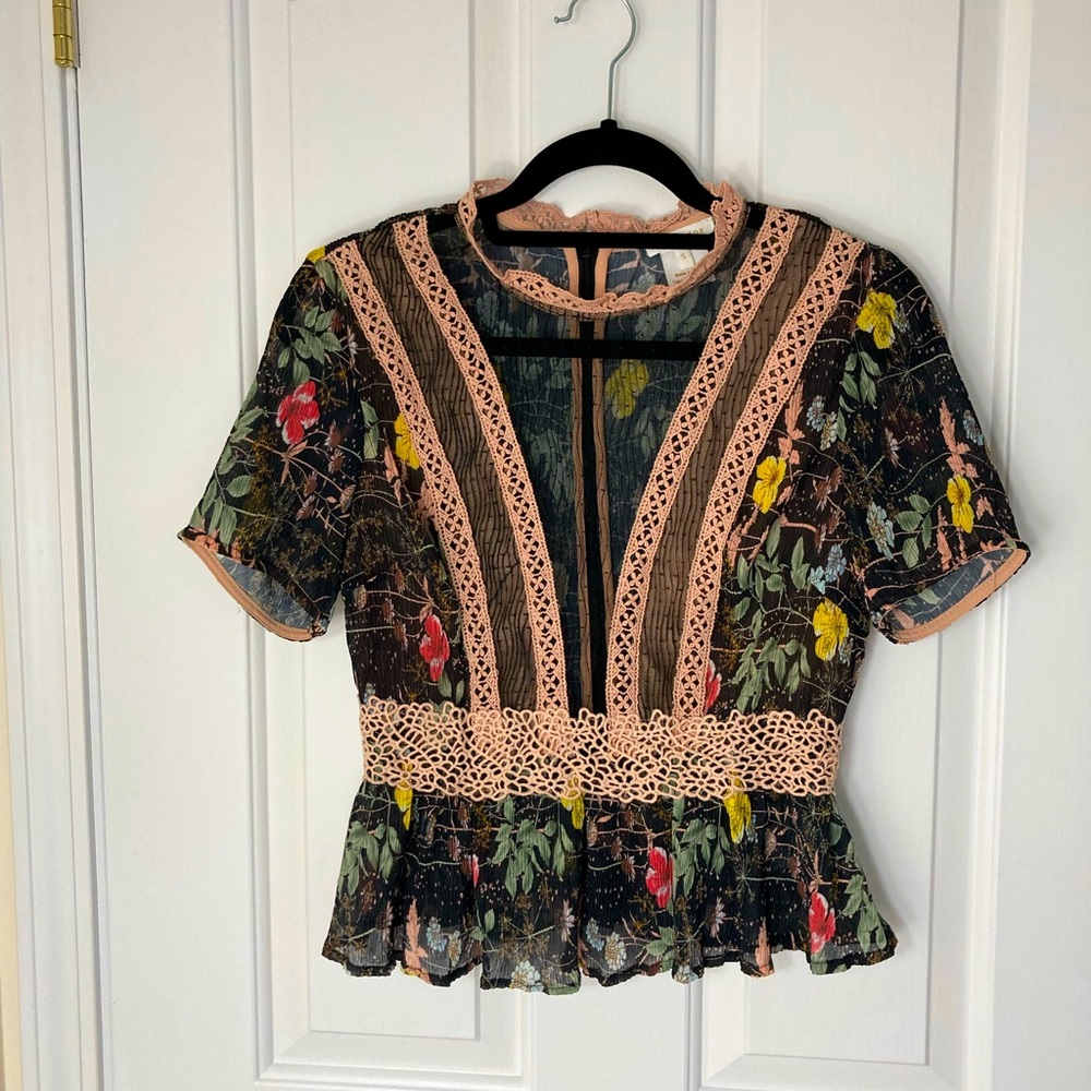 ☀️HOST PICK☀️Foxiedox Lace Detail Peplum Blouse